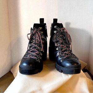 Schutz Women’s/Girls Lace-up Black Leather Combat Boots Sz 5.5b